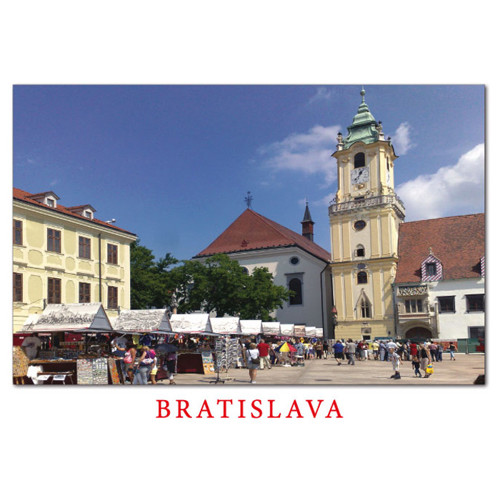 postcard Bratislava L (The Main sq, the Jesuit Church and the Old Town Hall)