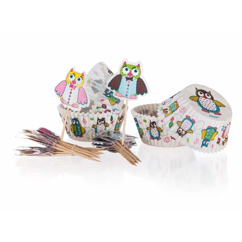 Cukrářské košíčky a dekorační zápichy OWLS (Veselé sovičky)