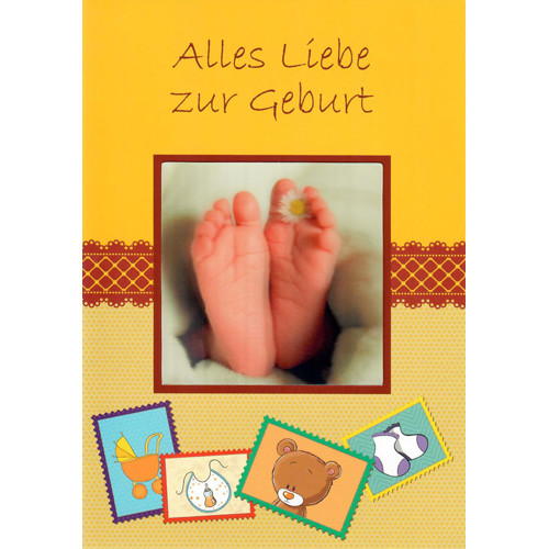 3D greeting opening card Alles Liebe zur Geburt (For birth)
