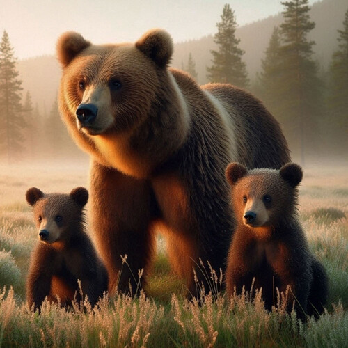 3D pohľadnica (štvorec) Bear family AI