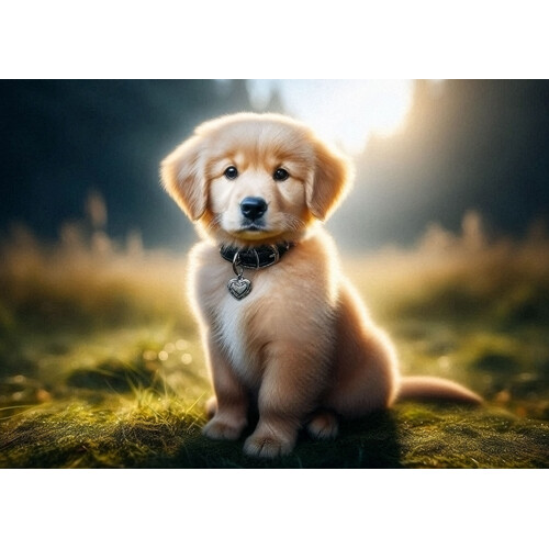 3D pohľadnica Puppy silver heart AI