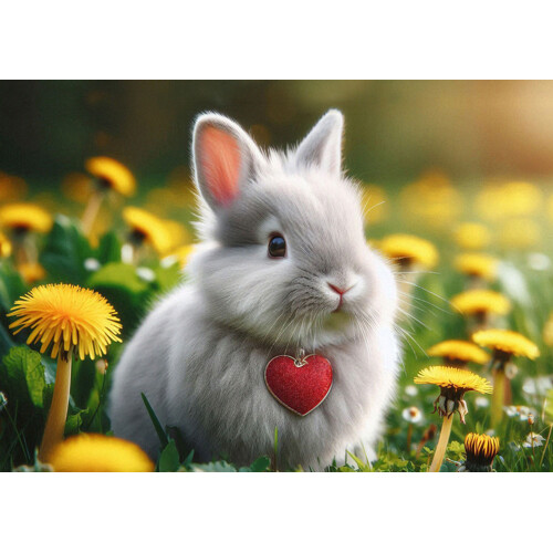 3D pohľadnica Rabbit red heart AI (Zajačik)