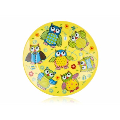 Dessert plate (children&#039;s shallow - OWLS - Happy owls)
