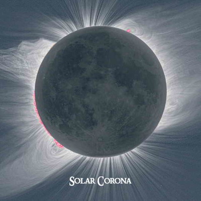 3D pohľadnica (štvorec) Solar Corona (Slnečná koróna pri zatmení Slnka)