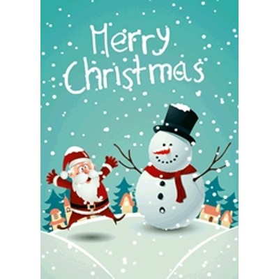 3D pohlednice Merry Christmas No.01 (Santa Klaus a sněhulák)