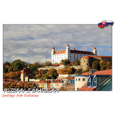 pohľadnica Pozdrav z Bratislavy (hrad a Židovská ulica)