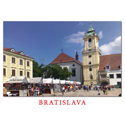 postcard Bratislava L (The Main sq, the Jesuit Church and the Old Town Hall)