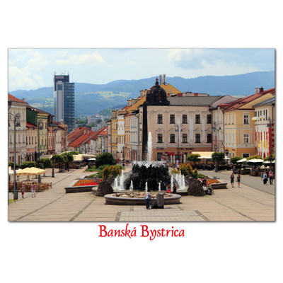 postcard Banská Bystrica L (fountain)