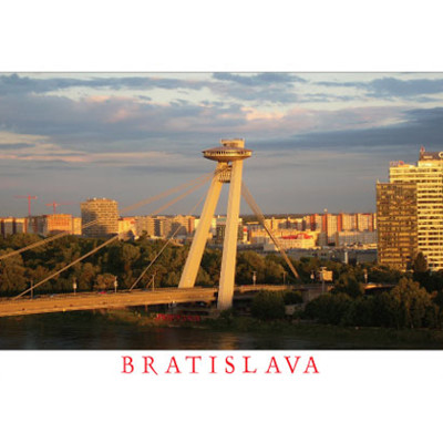 postcard Bratislava L (the SNP bridge, sunset)