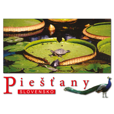 postcard Piešťany L (Victoria Regia, Waterlily, tortoise, peacock) 