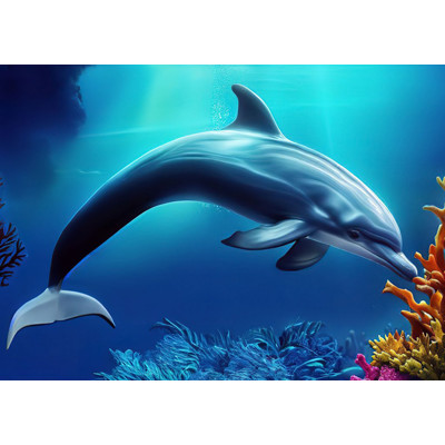 3D pohlednice Coral Dolphin AI (Korálový delfín)