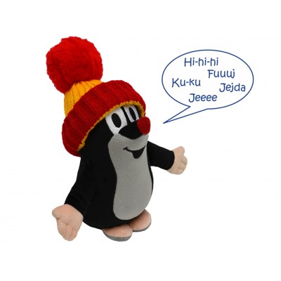 Mole talking with a cap, 20 cm (yellow-red )