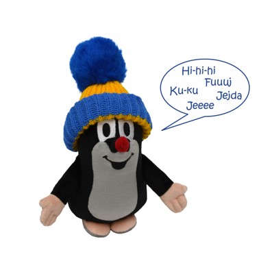 Mole talking with a cap, 20 cm (yellow-blue )