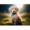 3D pohľadnica Puppy silver heart AI