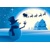 3D postcard Snowman iin the Moonlight