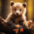 3D pohlednice (čtverec) Baby bear autumn